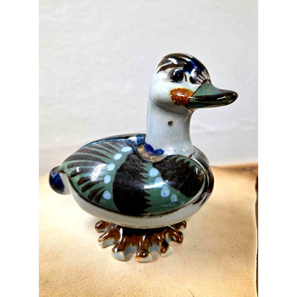 Duck Figurine Hand Painted by Ken Edwards in Tonala, Mex.